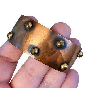 Vintage Copper Cuff Wide Brass Studded Bracelet